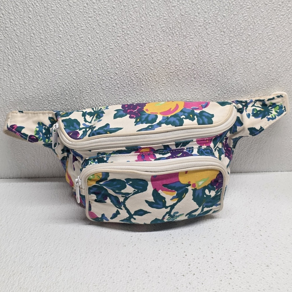 Bold Gitano Granny Chic Tropical Floral Print Fanny Pack 80s 90s Waist Bag